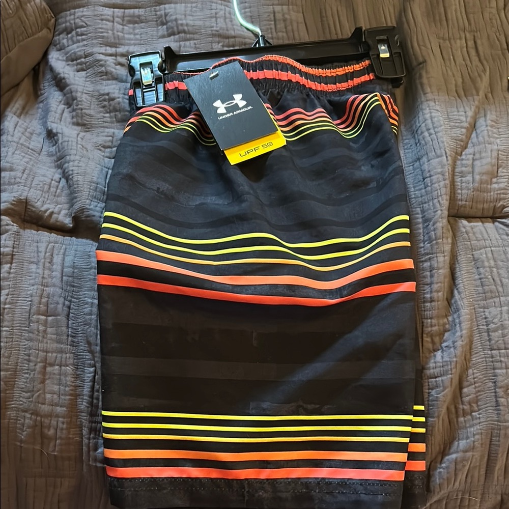 Under Armour Boy’s swim trucks - Black, Orange, Yellow